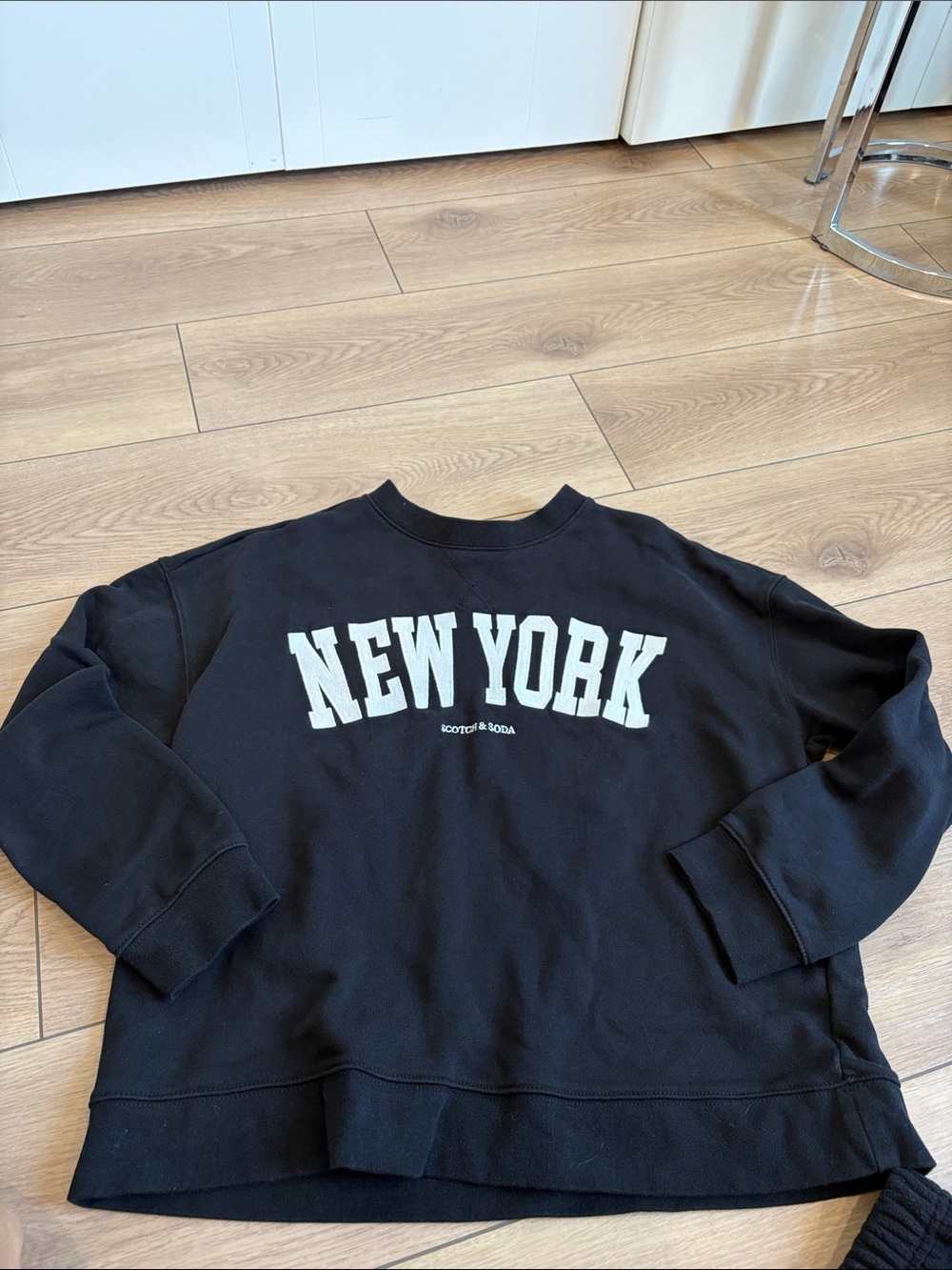 Scotch & Soda Black Crewneck with White "NEW YORK" Print